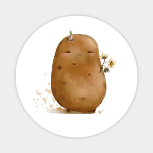 Cute potato. Creme background. Magnet